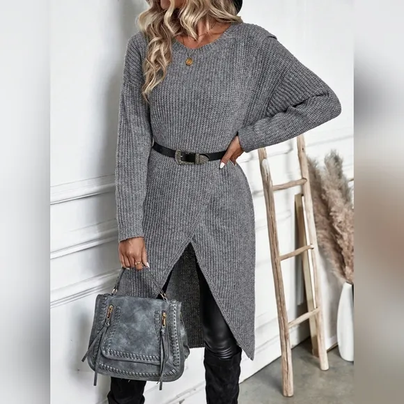 Solid Wrap Hem Sweater