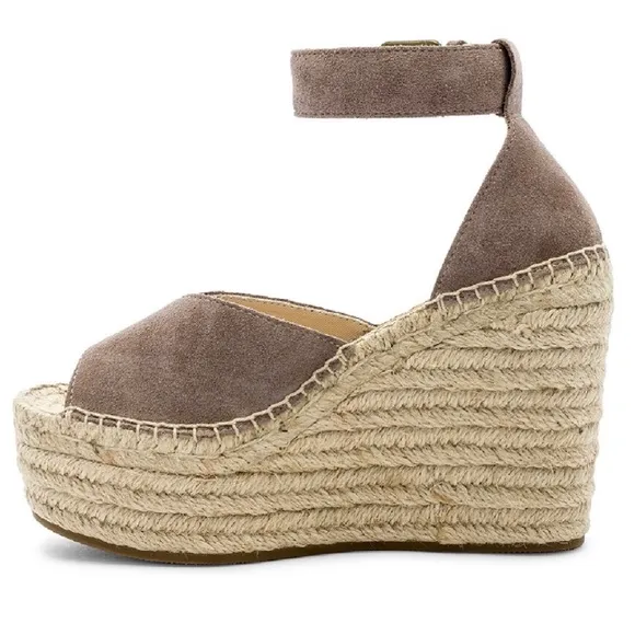 Soludos Positano Scale Ash Suede Womens Ankle Strap Espadrille Wedge Sandals 10