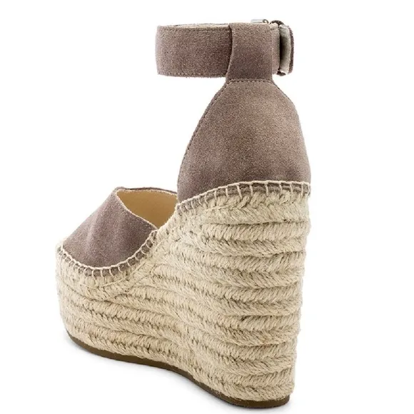 Soludos Positano Scale Ash Suede Womens Ankle Strap Espadrille Wedge Sandals 10