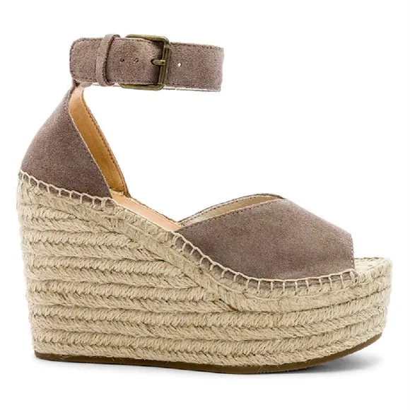 Soludos Positano Scale Ash Suede Womens Ankle Strap Espadrille Wedge Sandals 10