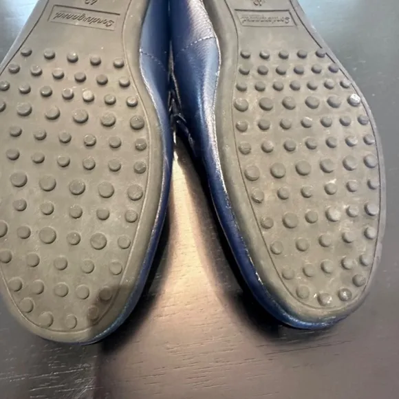 SONDERGAARD Navy Grained Leather Driver  Moccasins, Loafers, Men's sz 42