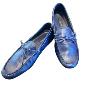 SONDERGAARD Navy Grained Leather Driver  Moccasins, Loafers, Men's sz 42