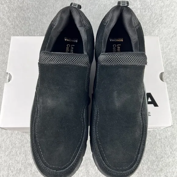 Sonoma Slip On loafers Mens Size 12 Genuine Suede Ortholite black New