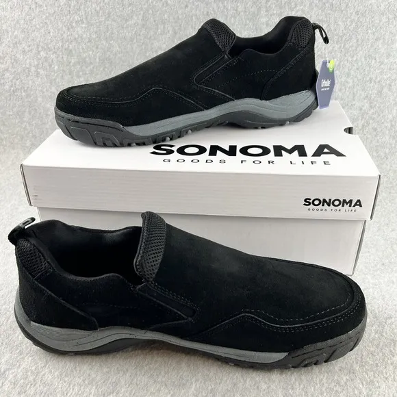 Sonoma Slip On loafers Mens Size 12 Genuine Suede Ortholite black New