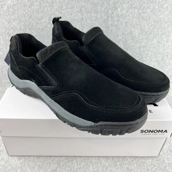 Sonoma Slip On loafers Mens Size 12 Genuine Suede Ortholite black New