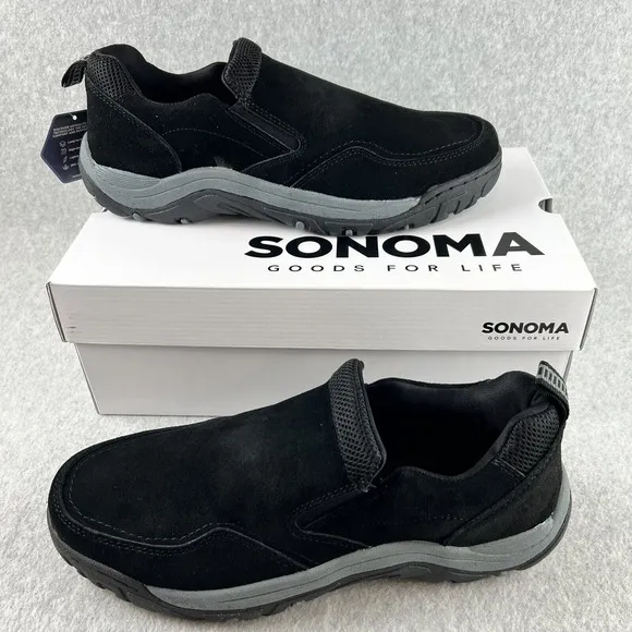 Sonoma Slip On loafers Mens Size 12 Genuine Suede Ortholite black New