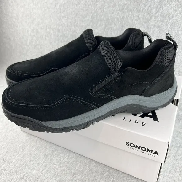 Sonoma Slip On loafers Mens Size 12 Genuine Suede Ortholite black New
