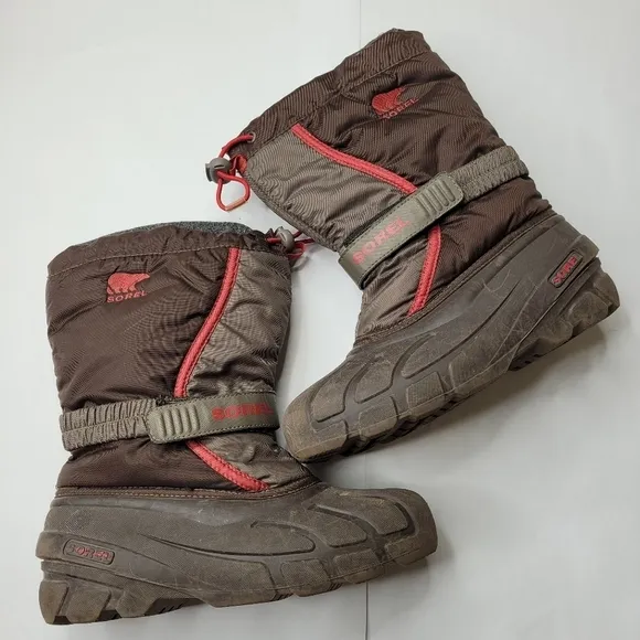 Sorel Boots Brown   Red NY1810-287 Youth 5 Waterproof lined Snow Winter