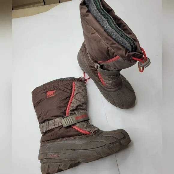 Sorel Boots Brown   Red NY1810-287 Youth 5 Waterproof lined Snow Winter