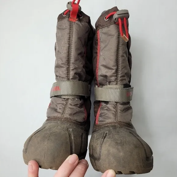 Sorel Boots Brown   Red NY1810-287 Youth 5 Waterproof lined Snow Winter
