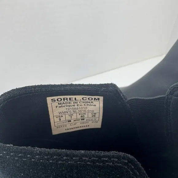 SOREL Boots Women's 9 Black Evie Bootie Leather Pull-On Ankle Chelsea ExCon