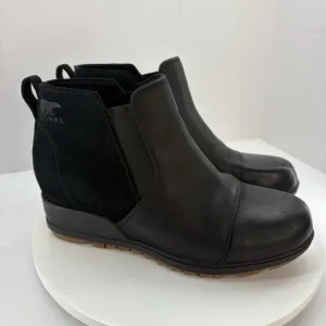 SOREL Boots Women's 9 Black Evie Bootie Leather Pull-On Ankle Chelsea ExCon