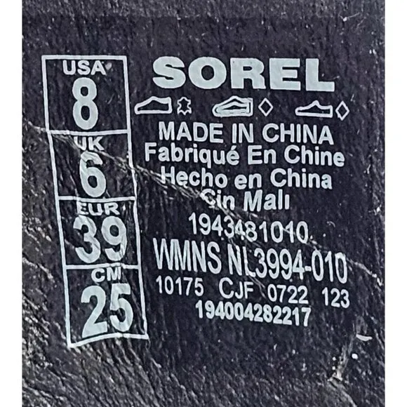 Sorel Cameron Flatform Black Cream Women's Ankle Strap Sandals Size 8