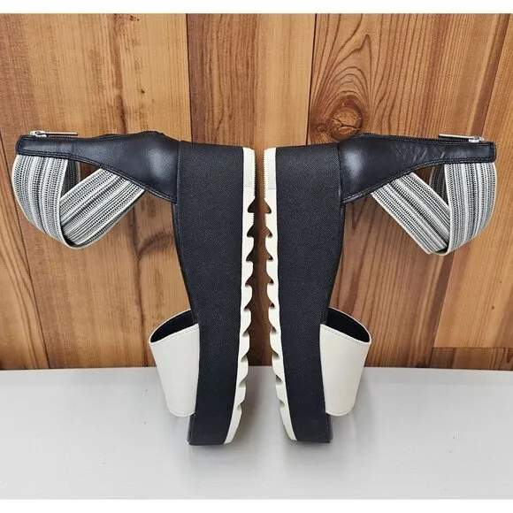 Sorel Cameron Flatform Black Cream Women's Ankle Strap Sandals Size 8
