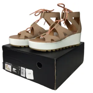 Sorel Cameron Flatform Lace Sandals Honest Beige/Gum Sz 9