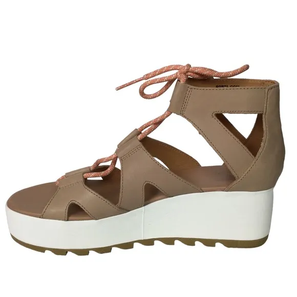 Sorel Cameron Flatform Lace Sandals Honest Beige/Gum Sz 9