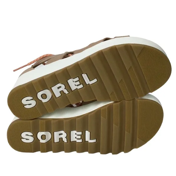 Sorel Cameron Flatform Lace Sandals Honest Beige/Gum Sz 9