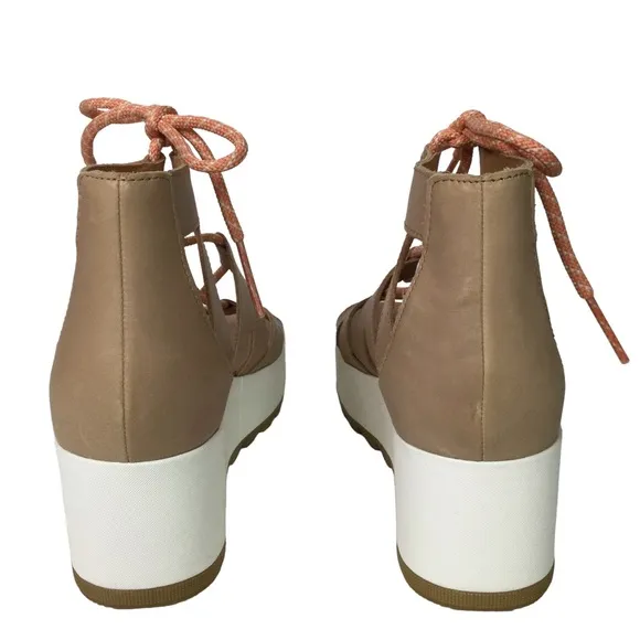 Sorel Cameron Flatform Lace Sandals Honest Beige/Gum Sz 9