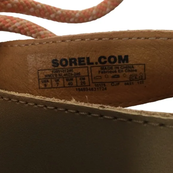 Sorel Cameron Flatform Lace Sandals Honest Beige/Gum Sz 9