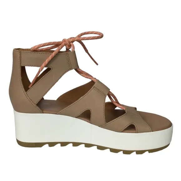 Sorel Cameron Flatform Lace Sandals Honest Beige/Gum Sz 9