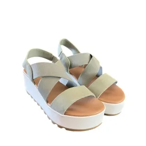 Sorel Cameron Suede And Textile  Platform Flatform Slingback Sandals NEW 6.5