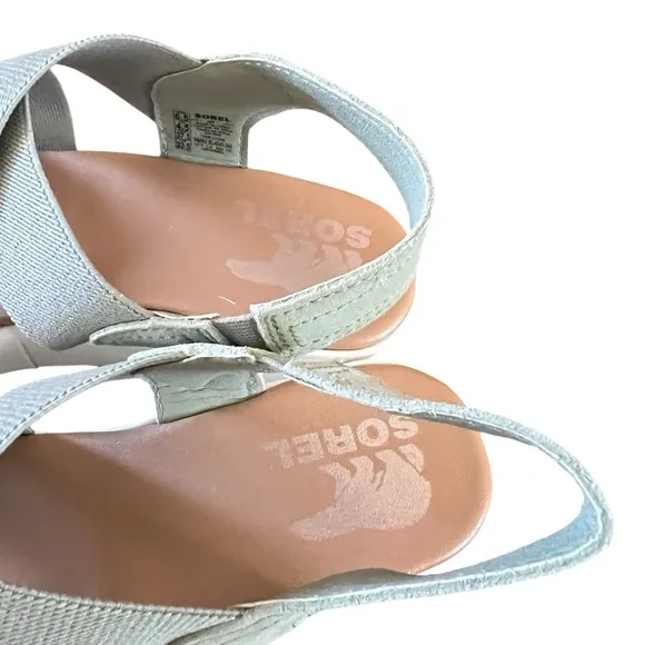 Sorel Cameron Suede And Textile  Platform Flatform Slingback Sandals NEW 6.5