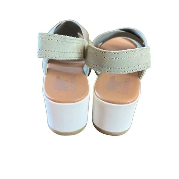 Sorel Cameron Suede And Textile  Platform Flatform Slingback Sandals NEW 6.5