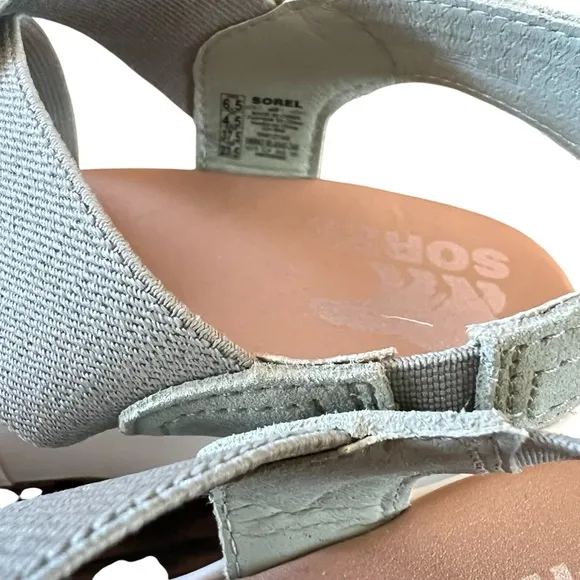 Sorel Cameron Suede And Textile  Platform Flatform Slingback Sandals NEW 6.5