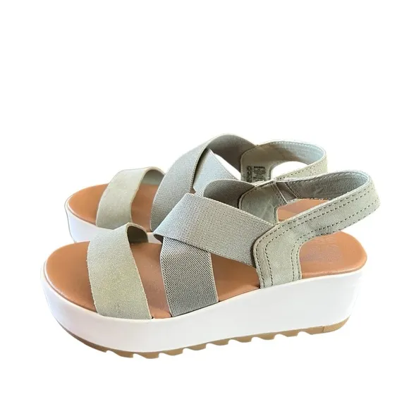 Sorel Cameron Suede And Textile  Platform Flatform Slingback Sandals NEW 6.5