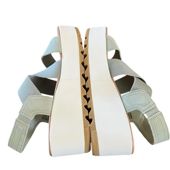 Sorel Cameron Suede And Textile  Platform Flatform Slingback Sandals NEW 6.5