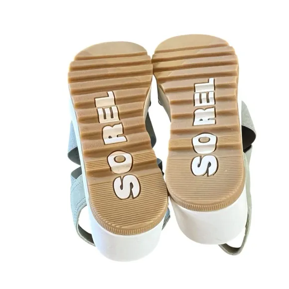 Sorel Cameron Suede And Textile  Platform Flatform Slingback Sandals NEW 6.5