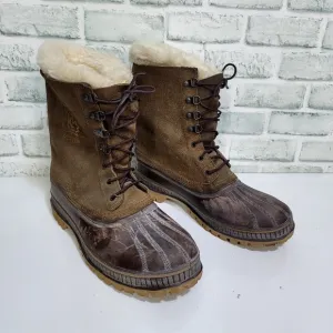 Sorel Crusader Winter Snow Boots Mens 10 Brown Leather  Lace Up USA Made