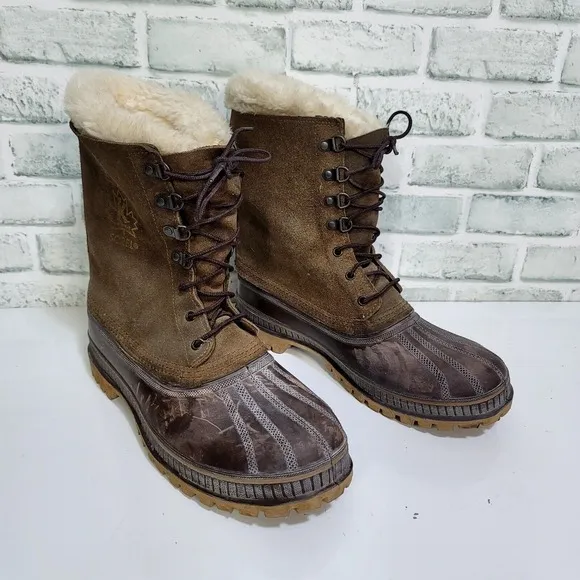 Sorel Crusader Winter Snow Boots Mens 10 Brown Leather  Lace Up USA Made