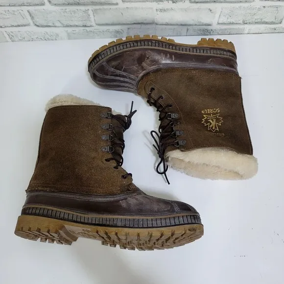 Sorel Crusader Winter Snow Boots Mens 10 Brown Leather  Lace Up USA Made