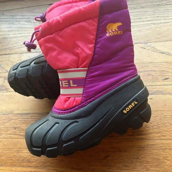 Sorel Cub Purple and Pink Insulated Pull On Winter Snow Boots Size 12