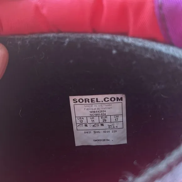 Sorel Cub Purple and Pink Insulated Pull On Winter Snow Boots Size 12