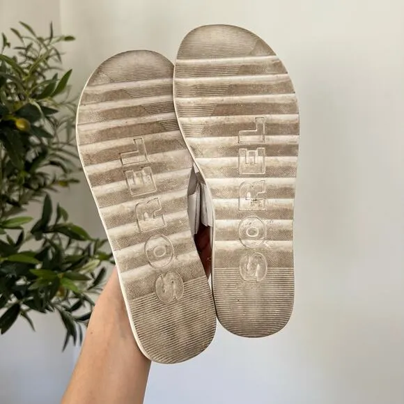 Sorel Ella II Easy Leather T-Strap Flip Flop Sandals White 9.5