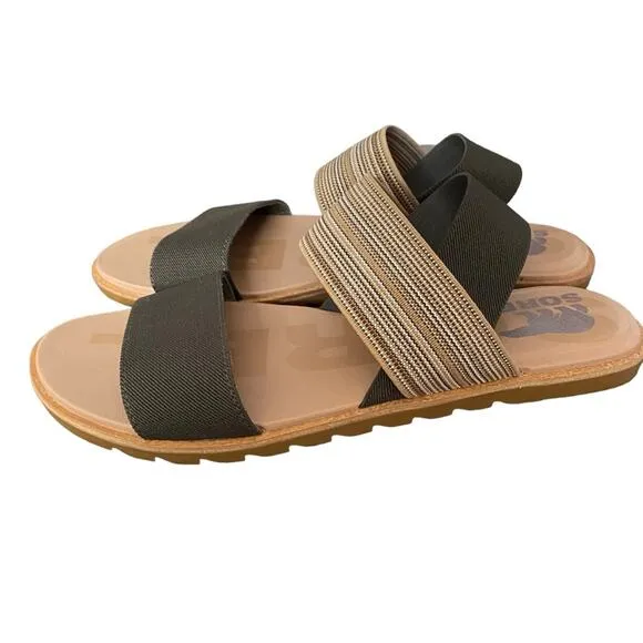 Sorel Ella II Two Strap Olive Green Sandals size 8.5