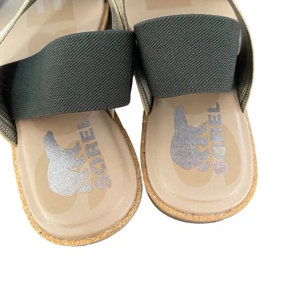 Sorel Ella II Two Strap Olive Green Sandals size 8.5