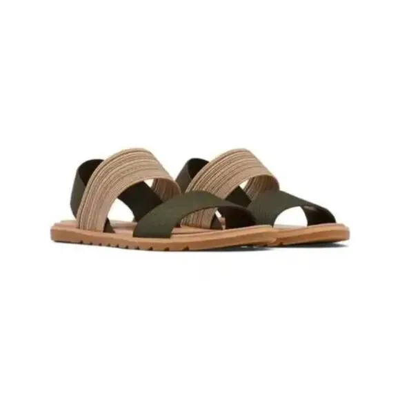 Sorel Ella II Two Strap Olive Green Sandals size 8.5