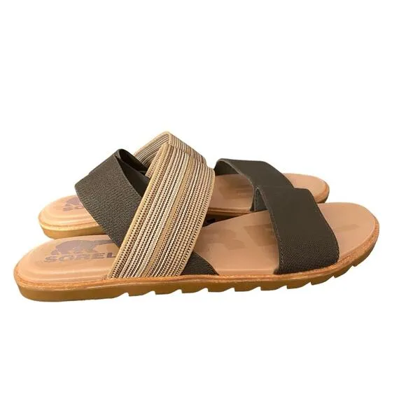 Sorel Ella II Two Strap Olive Green Sandals size 8.5