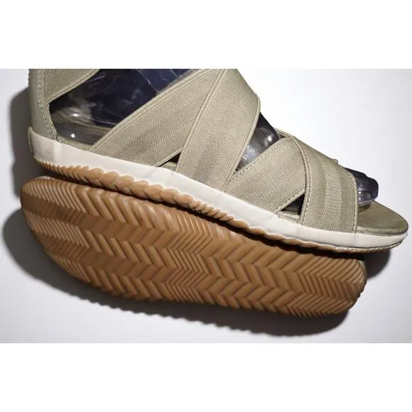 SOREL Ella Lace Gladiator Sandals – Sage Green Elastic Straps – Women’s Size 7.5