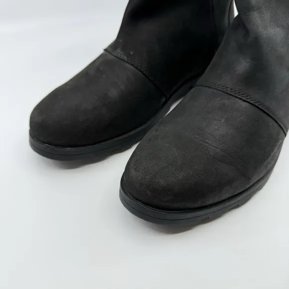 Sorel Emelie Mid Leather Waterproof Black Boots Women 8 Pull On