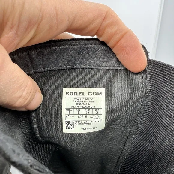 Sorel Emelie Mid Leather Waterproof Black Boots Women 8 Pull On