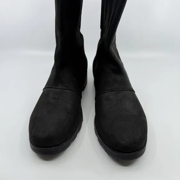 Sorel Emelie Mid Leather Waterproof Black Boots Women 8 Pull On