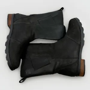 Sorel Emelie Mid Leather Waterproof Black Boots Women 8 Pull On