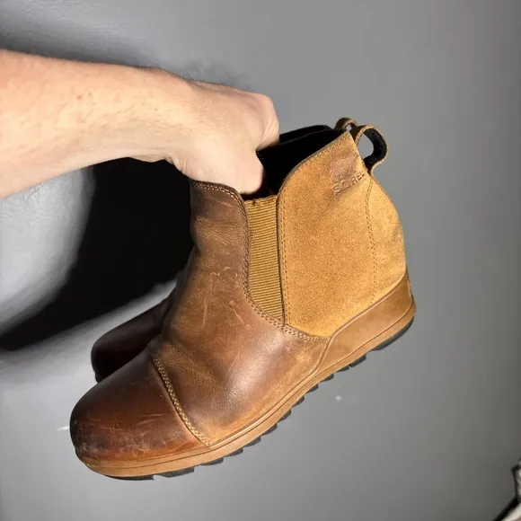 Sorel Evie Pull On Brown Ankle Boots Size 8.5
