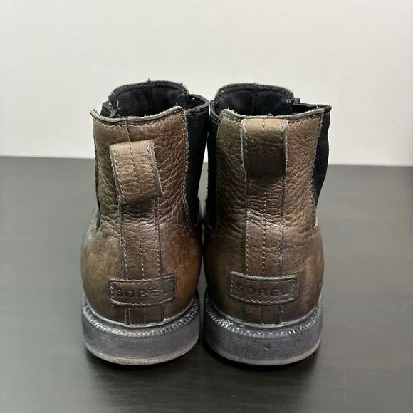 Sorel Hi Line Chelsea Boots Men's 9 Black Leather Pull On Waterproof Ankle