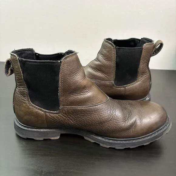 Sorel Hi Line Chelsea Boots Men's 9 Black Leather Pull On Waterproof Ankle