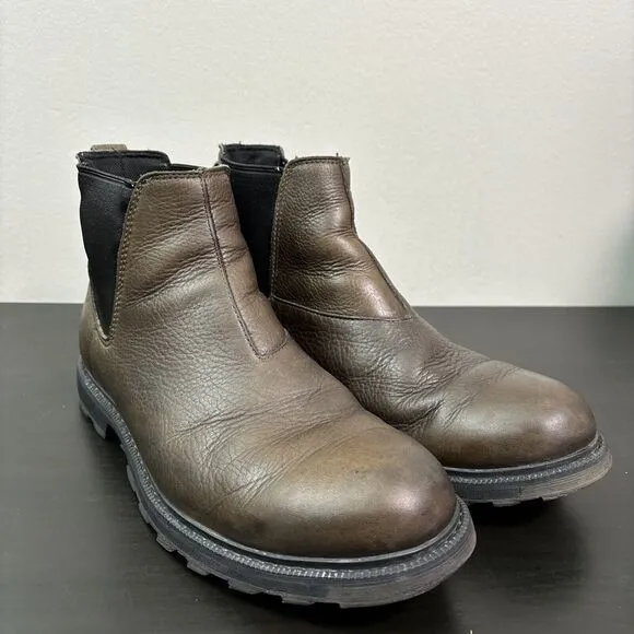 Sorel Hi Line Chelsea Boots Men's 9 Black Leather Pull On Waterproof Ankle